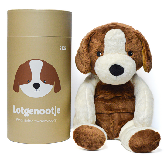 Lotgenootje Hond 2kg verzwaringsknuffel aanzicht foto met verpakking position-1